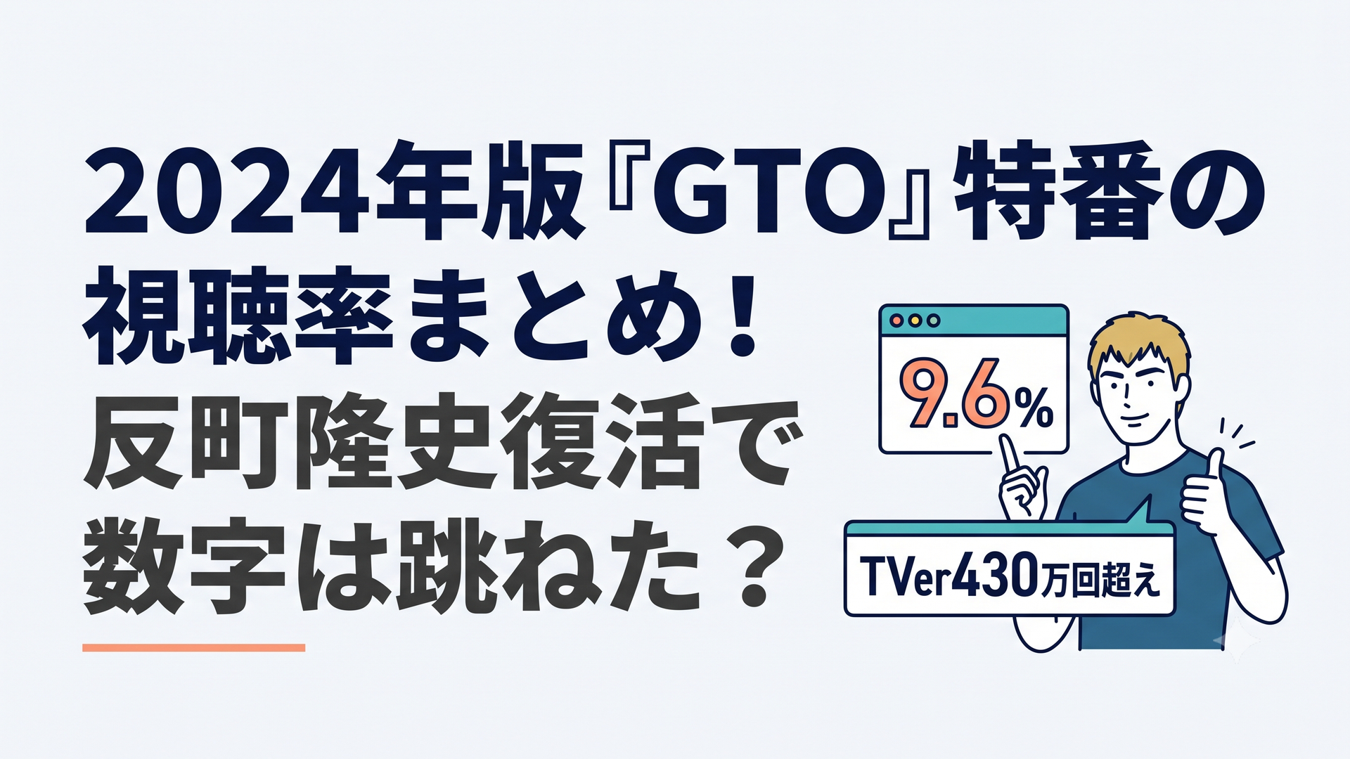 2024年版GTOの視聴率9.6％とTVer430万回超えを示す鬼塚英吉のイメージ