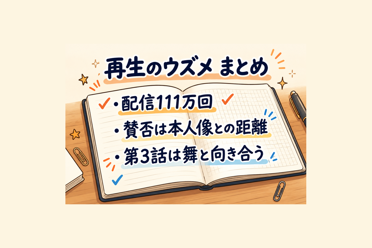 再生のウズメの配信記録、賛否、第3話の注目点の整理